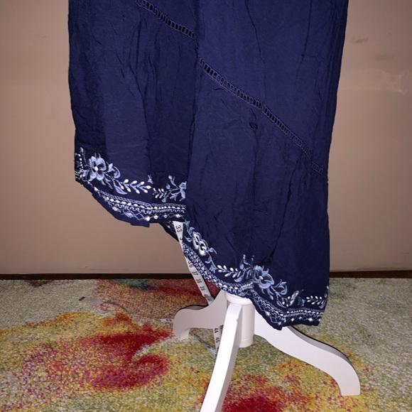 Time and Tru Dark Blue Asymmetrical Maxi Skirt - Picture 2 of 7